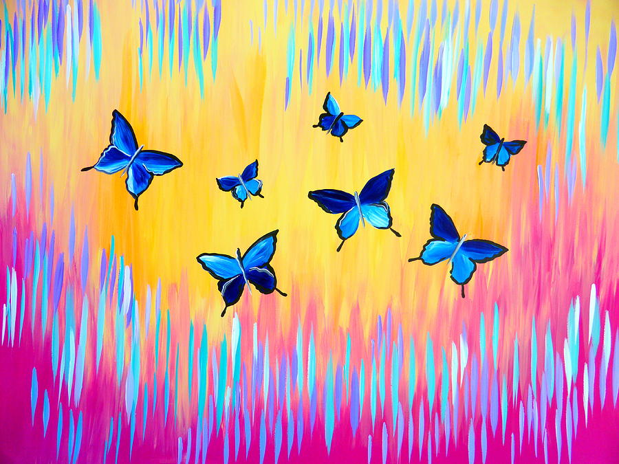 Butterflies And Abstract Colors Painting