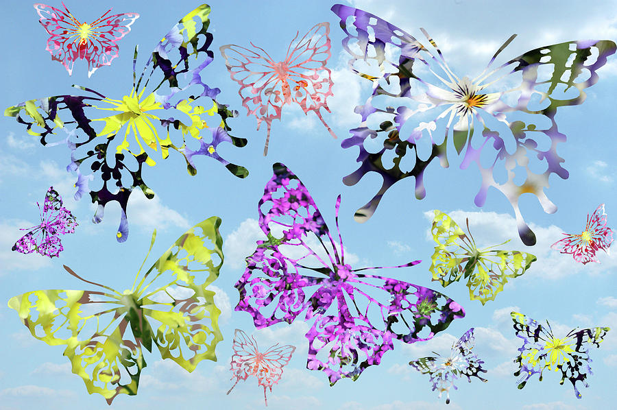 Butterflies And Clouds Digital Art