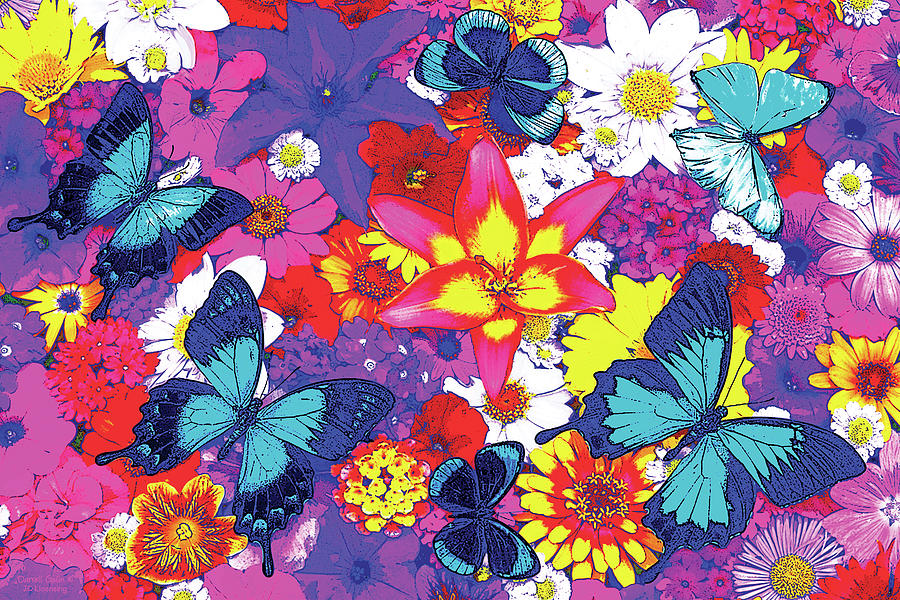 Butterflies and Flowers Painting by JQ Licensing