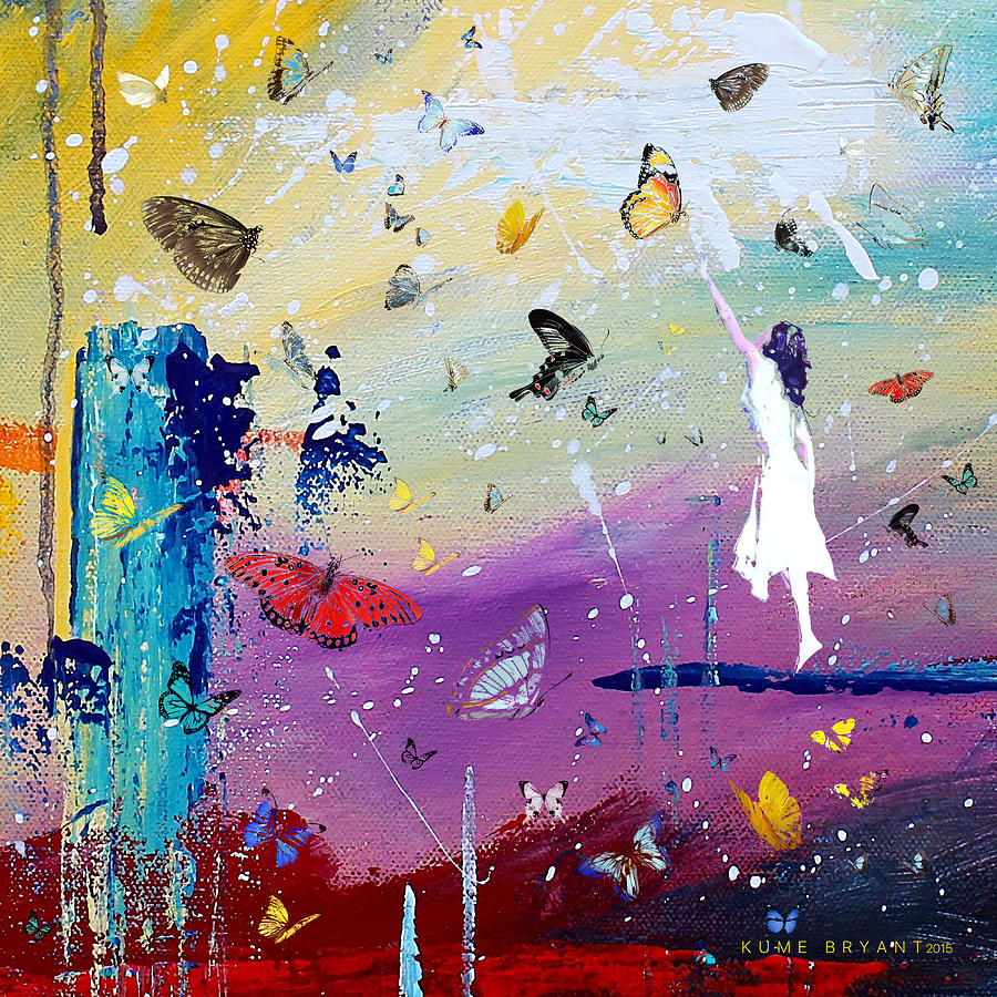 Butterflies and Me Mixed Media by Kume Bryant