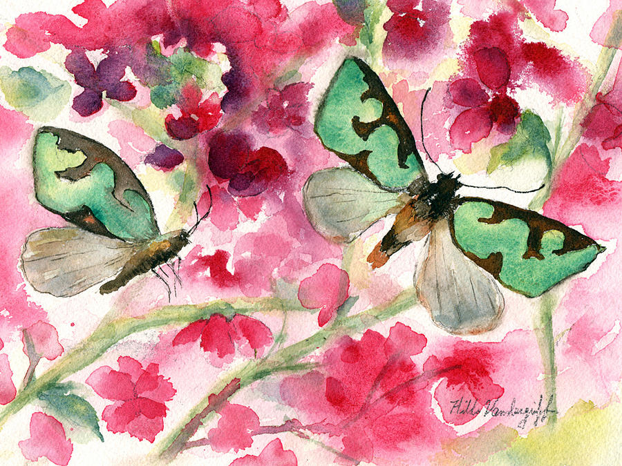Butterflies Painting by Hilda Vandergriff
