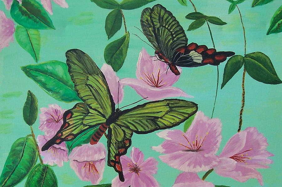 Butterfly Painting - Butterflies In Flight by Martha Mullins Butterfly Painting - Butterflies In Flight by Martha Mullins