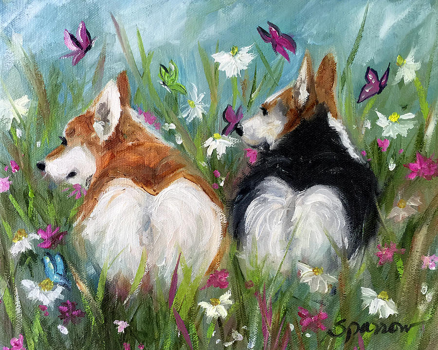 Spring Painting - Butterflies by Mary Sparrow