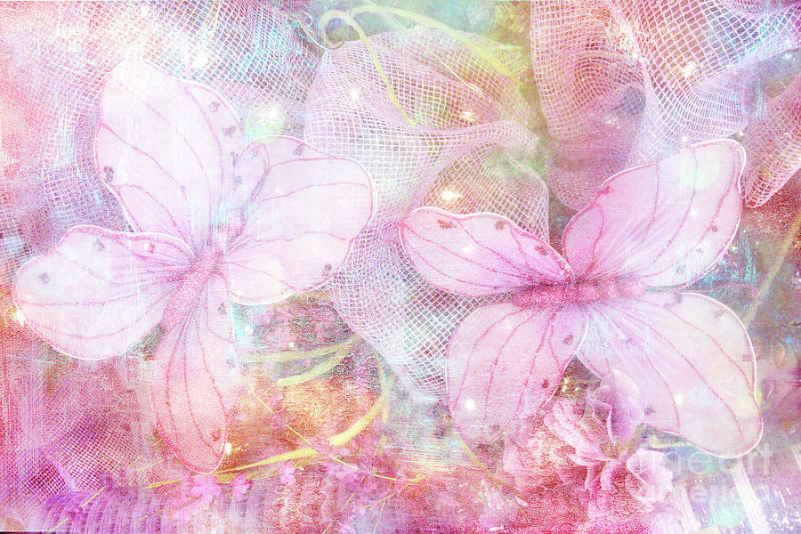 Butterflies Pastel Pink Watercolor Decor - Pastel Pink Butterfly Butterflies Home Decor Photograph by Kathy Fornal