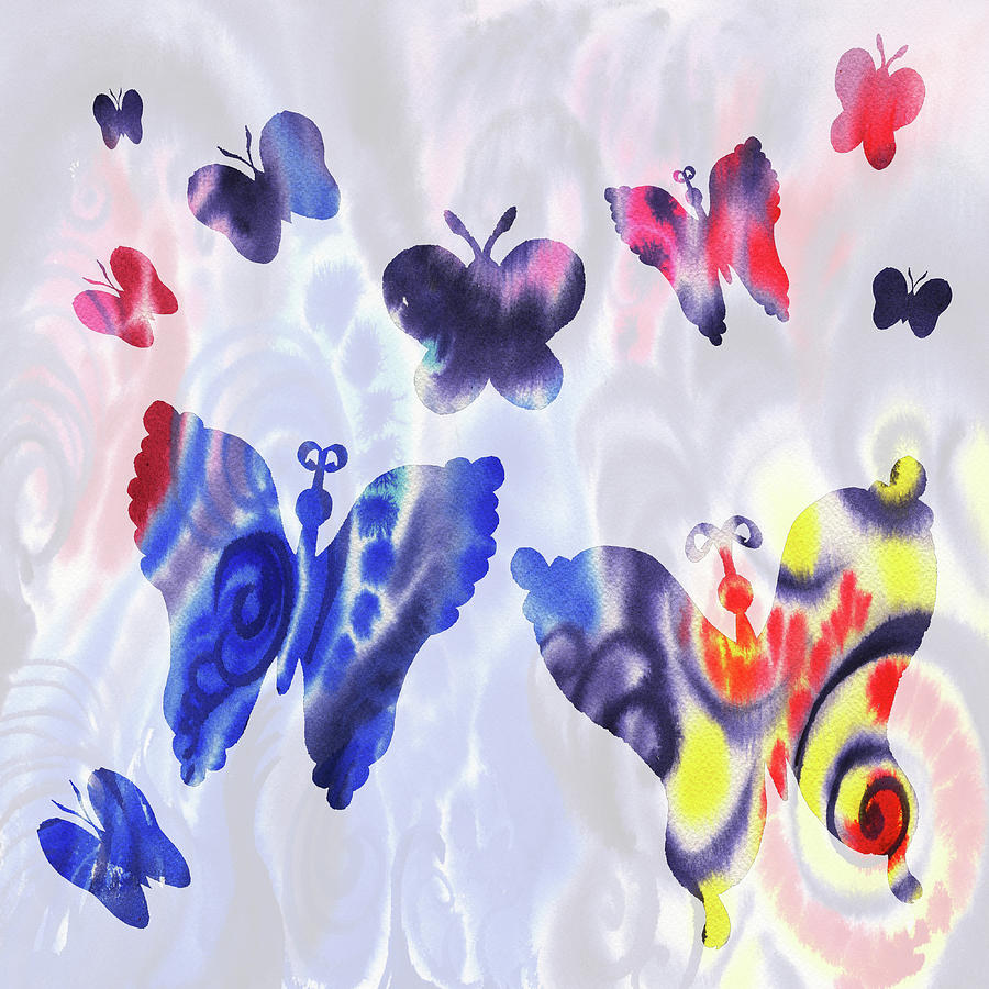 Butterflies Watercolor Silhouette Painting by Irina Sztukowski