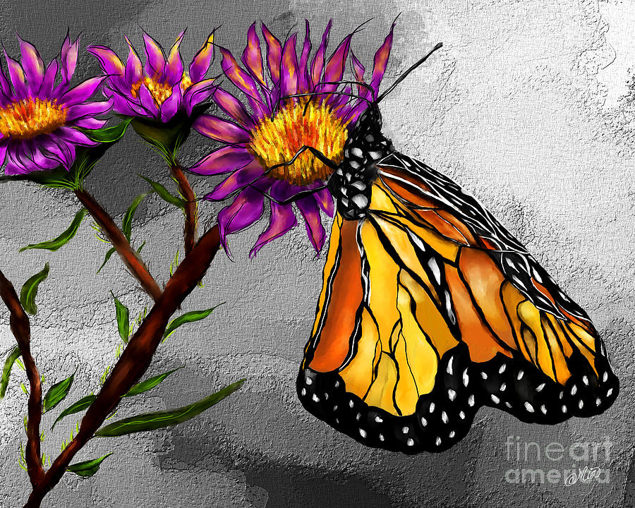 Butterfly And The Flower Painting by Mia Hansen