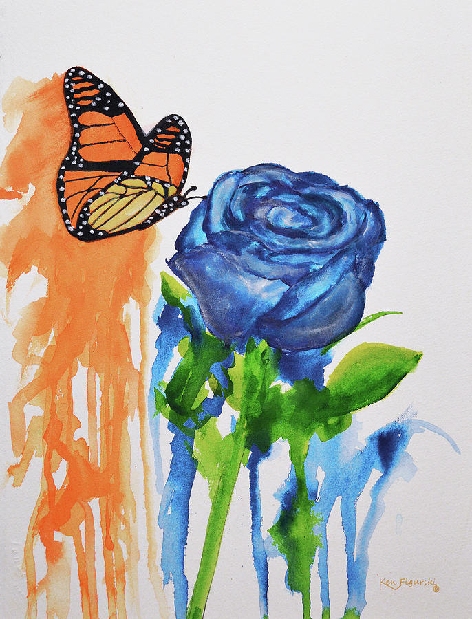 Butterfly And The Rose Painting by Ken Figurski