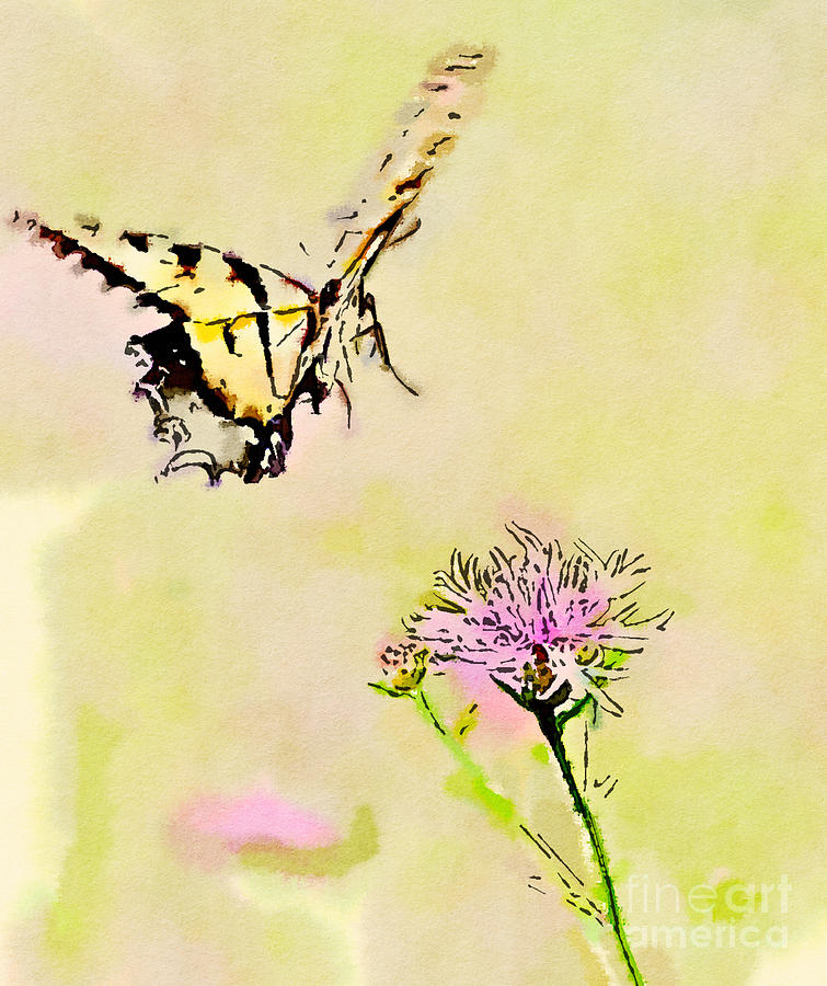 Butterfly Painting - Butterfly Art - Tiger Swallowtail On Approach by Kerri Farley