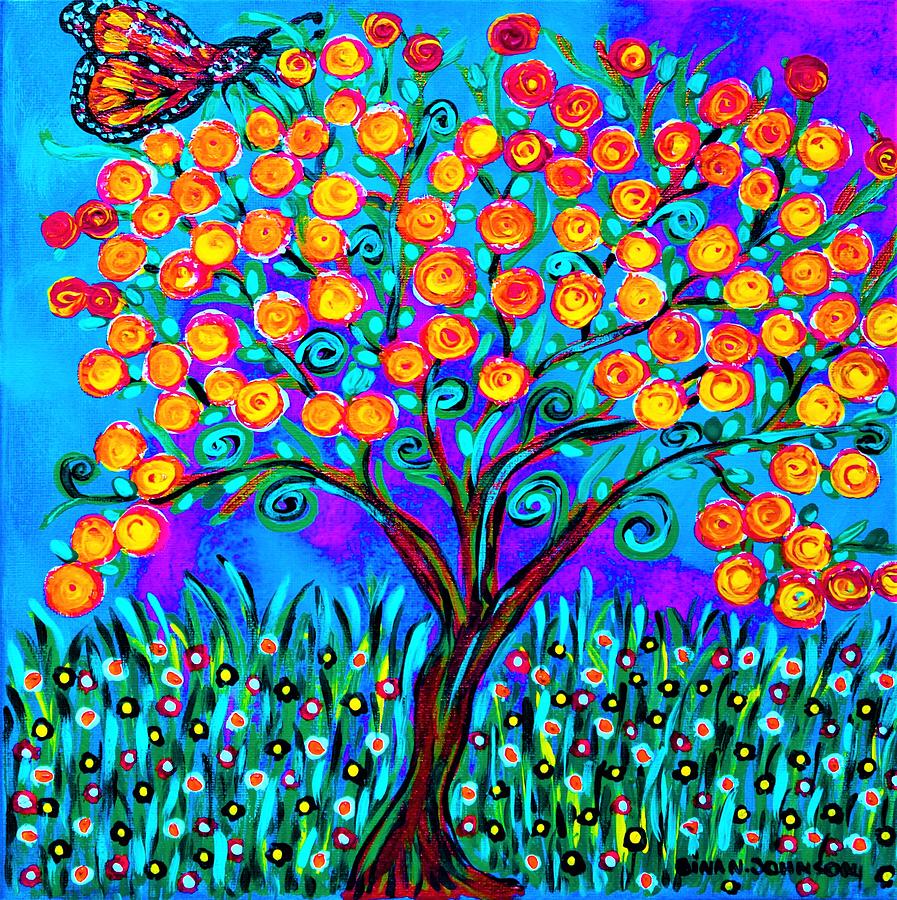 Butterfly Painting - Butterfly bloom by Gina Nicolae Johnson
