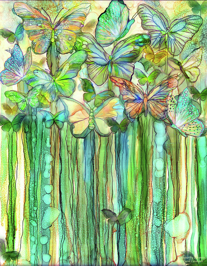 Butterfly Bloomies 1 - Rainbow Mixed Media by Carol Cavalaris