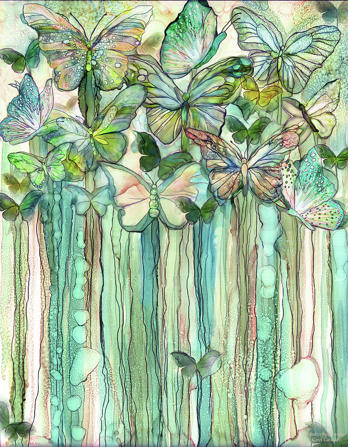 Butterfly Bloomies 1 - Peach Mixed Media by Carol Cavalaris
