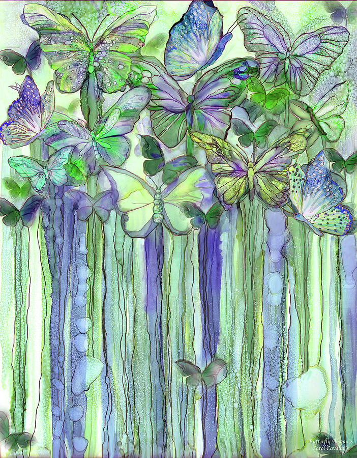 Butterfly Bloomies 1 - Purple Mixed Media by Carol Cavalaris