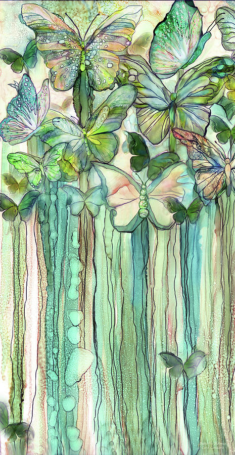 Butterfly Bloomies 2 - Peach Mixed Media by Carol Cavalaris