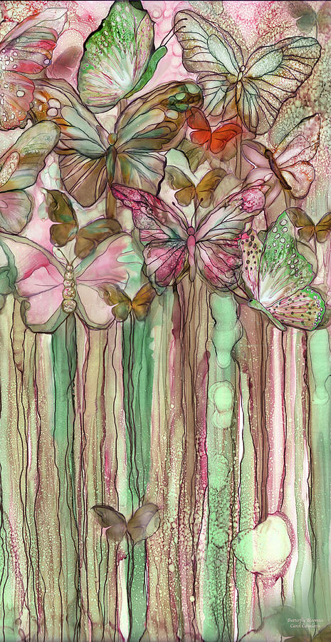 Butterfly Bloomies 2 - Pink Mixed Media by Carol Cavalaris
