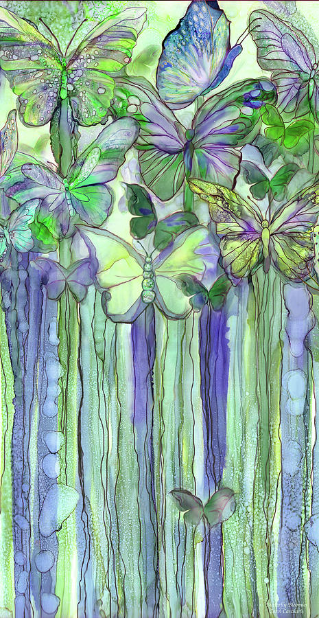 Butterfly Bloomies 2 - Purple Mixed Media by Carol Cavalaris