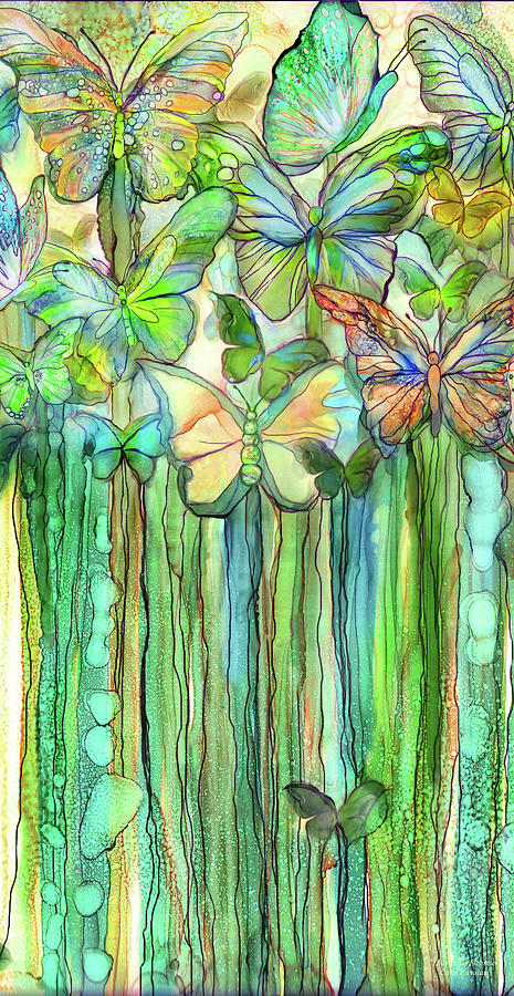 Butterfly Bloomies 2 - Rainbow Mixed Media by Carol Cavalaris