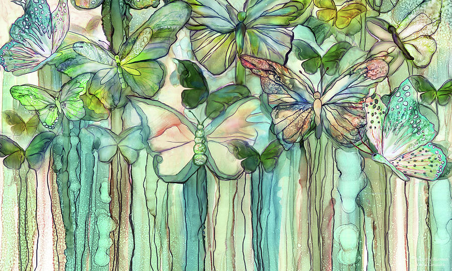 Butterfly Bloomies 3 - Peach Mixed Media by Carol Cavalaris