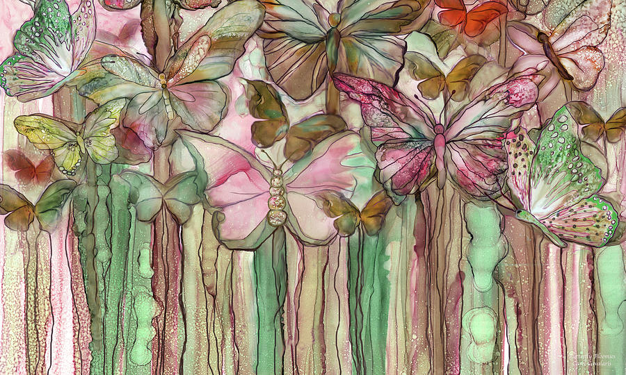 Butterfly Bloomies 3 - Pink Mixed Media by Carol Cavalaris