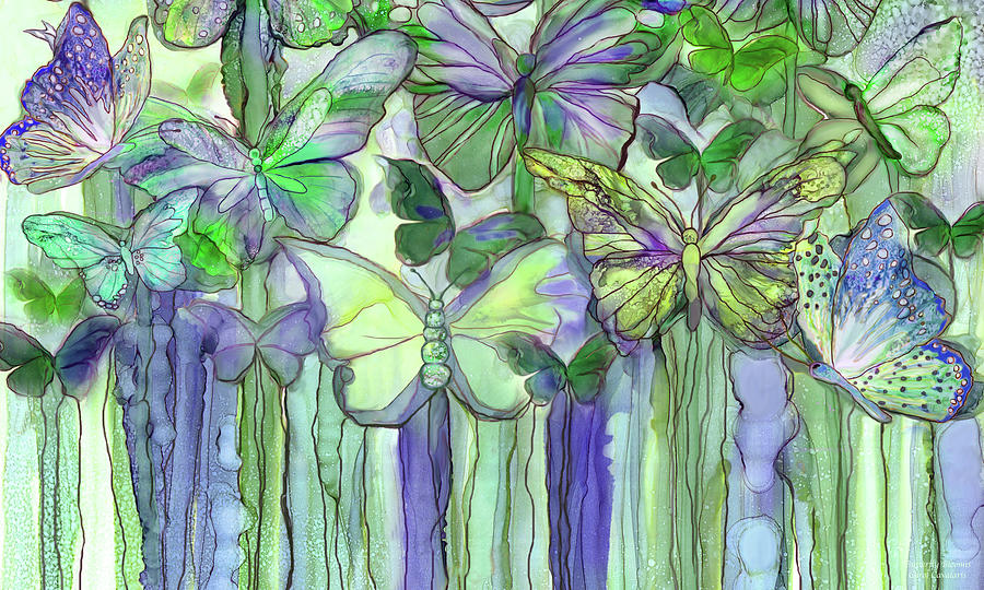 Butterfly Bloomies 3 - Purple Mixed Media by Carol Cavalaris