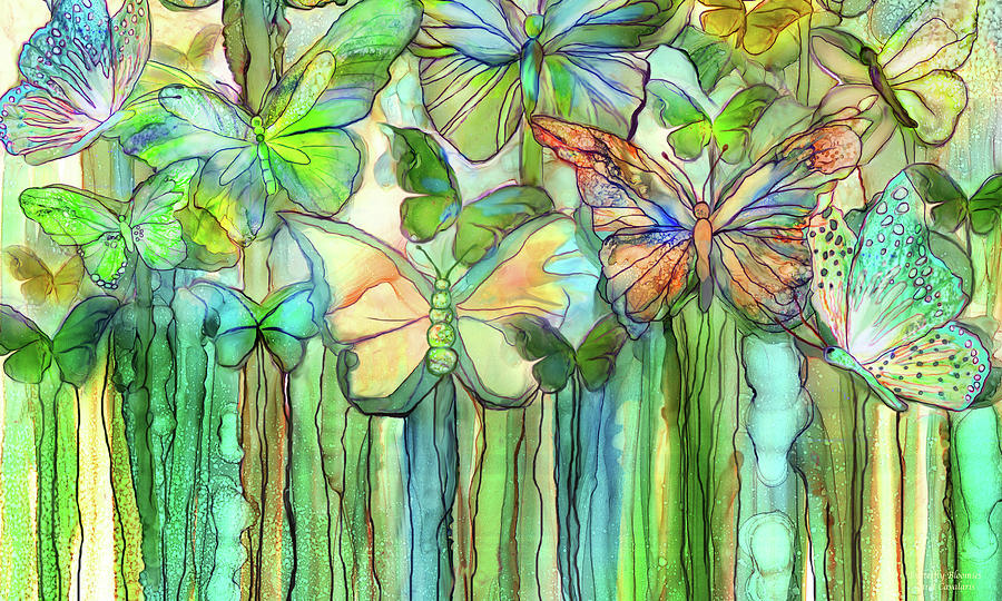 Butterfly Mixed Media - Butterfly Bloomies 3 - Rainbow by Carol Cavalaris