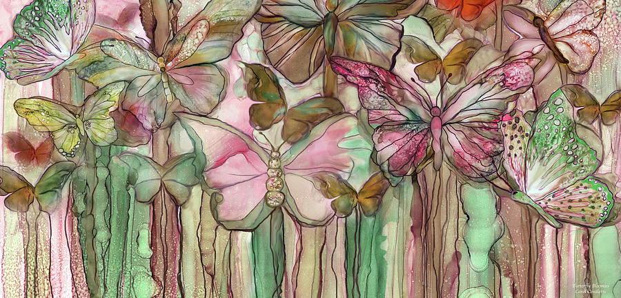 Butterfly Bloomies 4 - Pink Mixed Media by Carol Cavalaris
