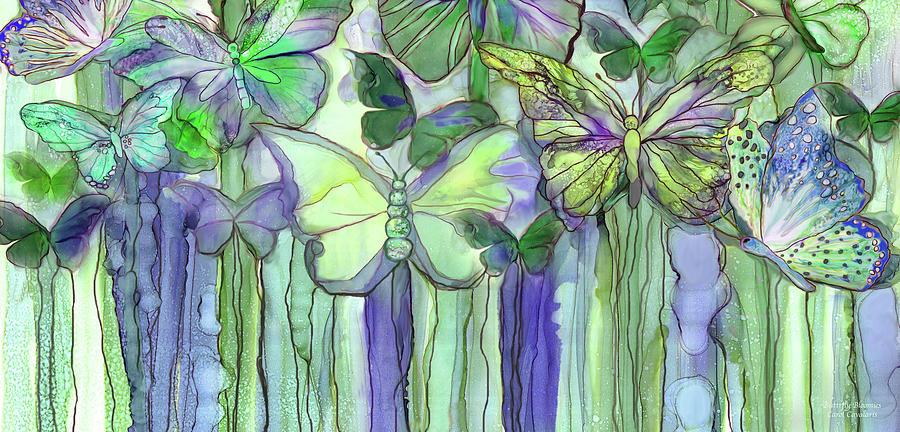 Butterfly Bloomies 4 - Purple Mixed Media by Carol Cavalaris