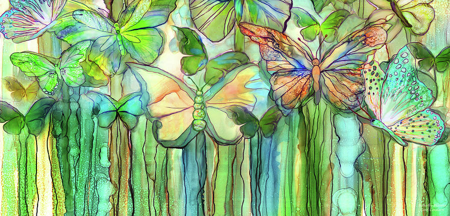 Carol Cavalaris Mixed Media - Butterfly Bloomies 4 - Rainbow by Carol Cavalaris