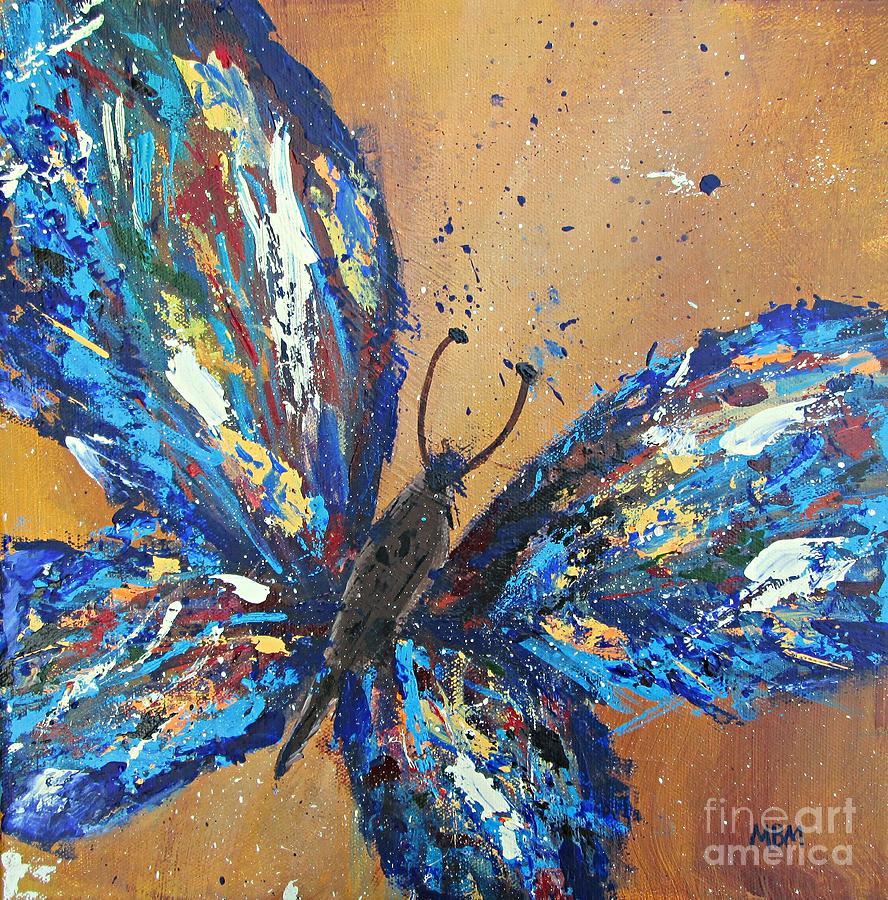 Butterfly Blue Painting by Mary Mirabal