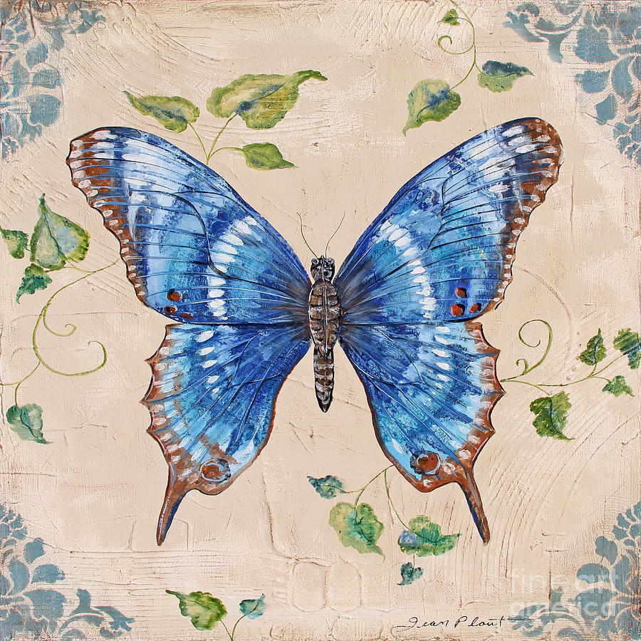 Butterfly Blues-JP3728SQ Painting by Jean Plout
