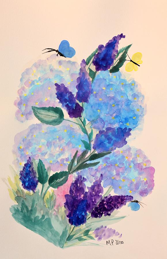 Butterfly Blues - Watercolor Painting by Maria Urso