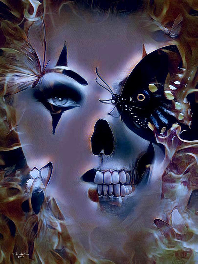 Butterfly Clown Skull Digital Art by Artful Oasis