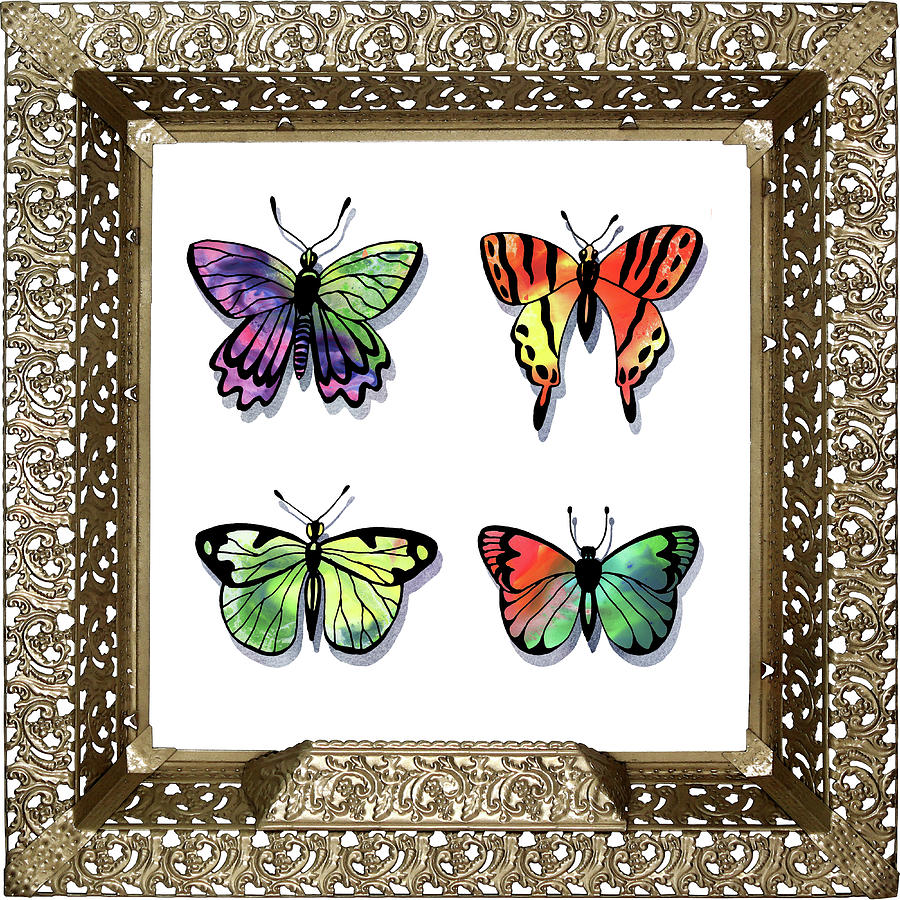 Butterfly Collection II Framed Painting by Irina Sztukowski