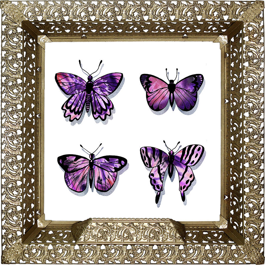 Butterfly Collection III Framed Painting by Irina Sztukowski