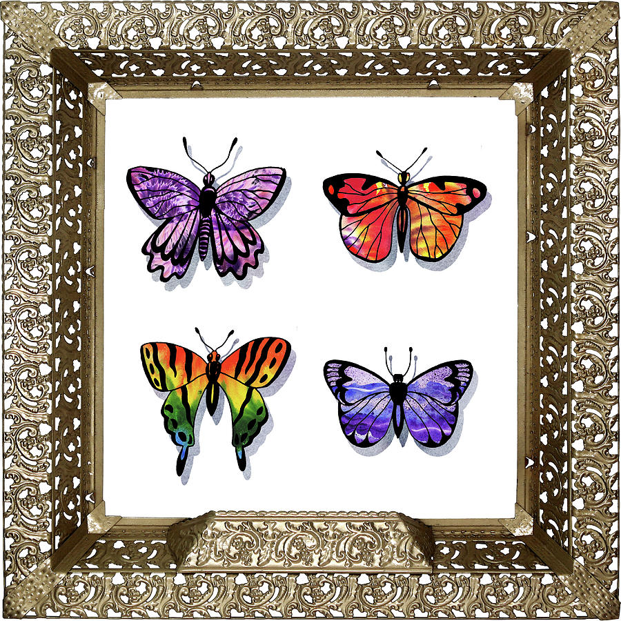 Butterfly Collection IV Framed Painting by Irina Sztukowski
