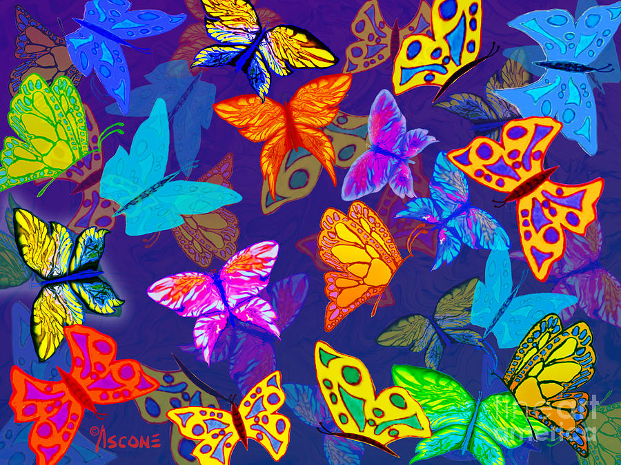 Butterfly Dreams on Indigo Mixed Media by Teresa Ascone