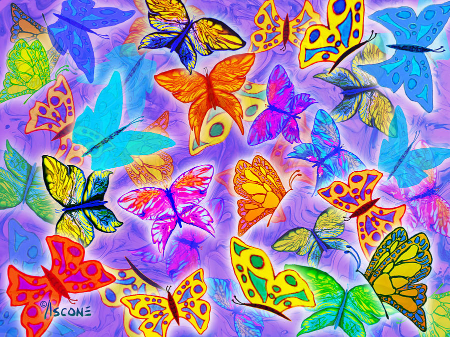 Butterfly Dreams on purple Mixed Media by Teresa Ascone