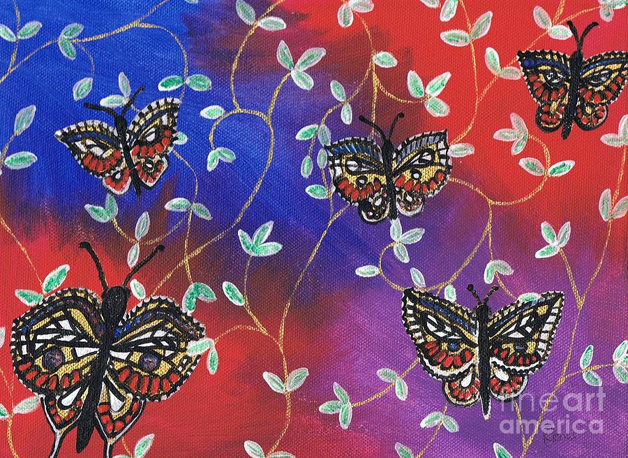 Butterfly Family Tree Painting by Karen Jane Jones