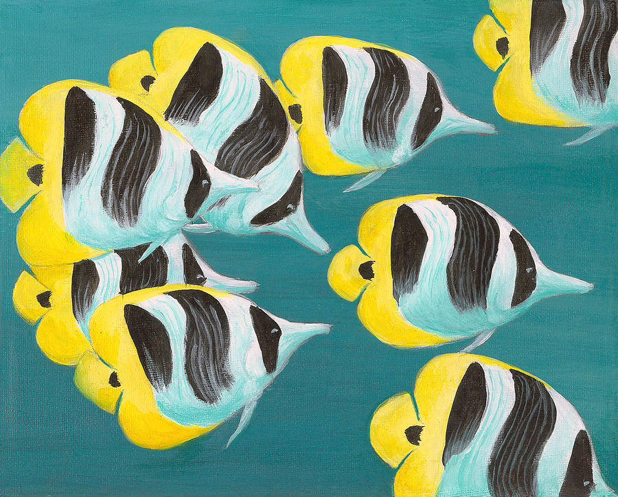 Butterfly Fish Painting by Adam Johnson