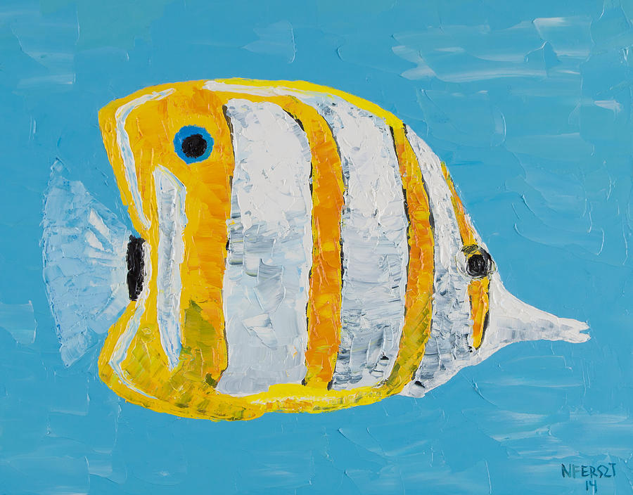 Butterfly Fish Painting by Nick Ferszt