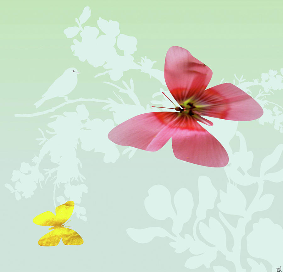 Butterfly Digital Art - Butterfly Floral  4 by Debra     Vatalaro