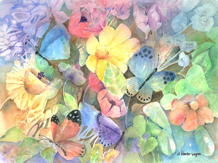 Butterfly Garden Painting by Arline Wagner