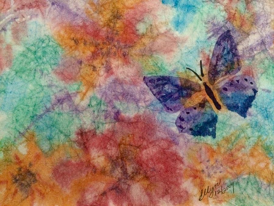 Butterfly Garden Batik Abstract  Painting by Ellen Levinson