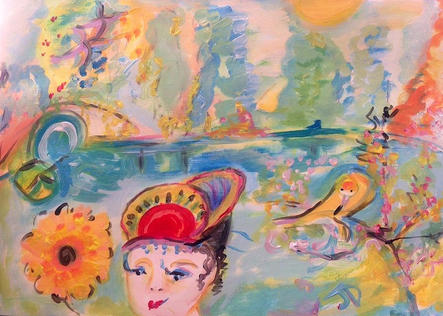 Butterfly hat Painting by Judith Desrosiers