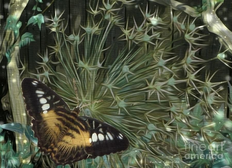 Butterfly in Allium Photograph by Kathie Chicoine