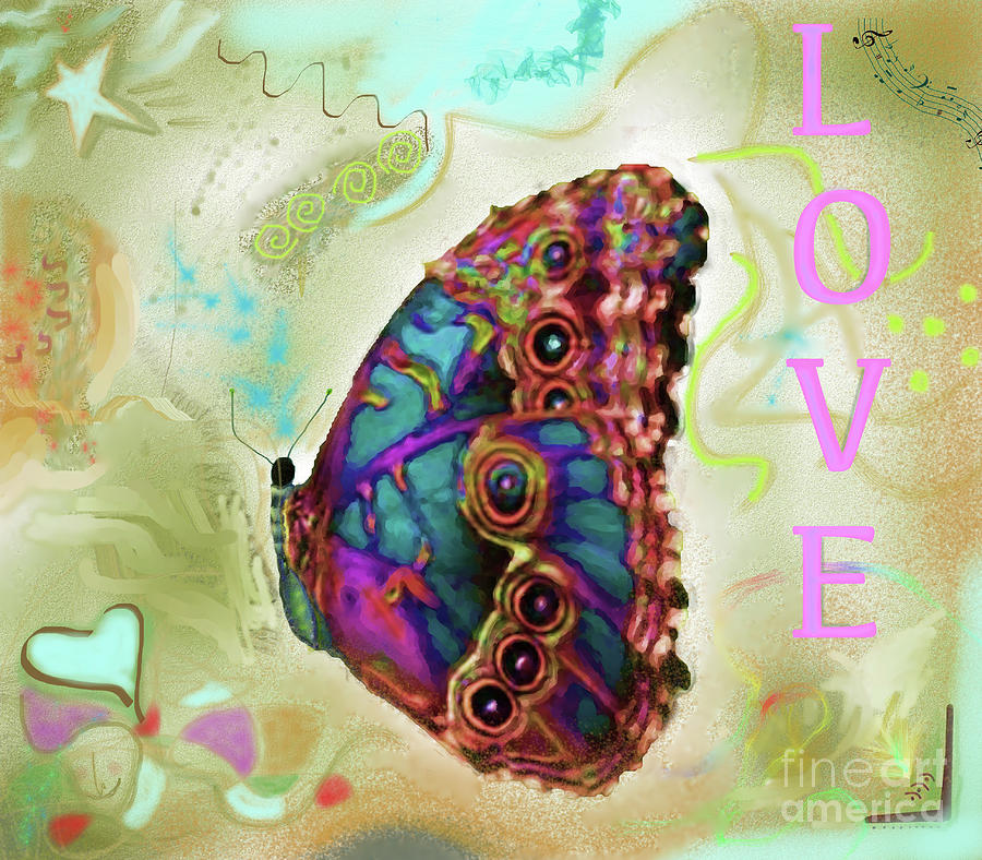 Butterfly in Beige and Teal Digital Art by Shelly Tschupp