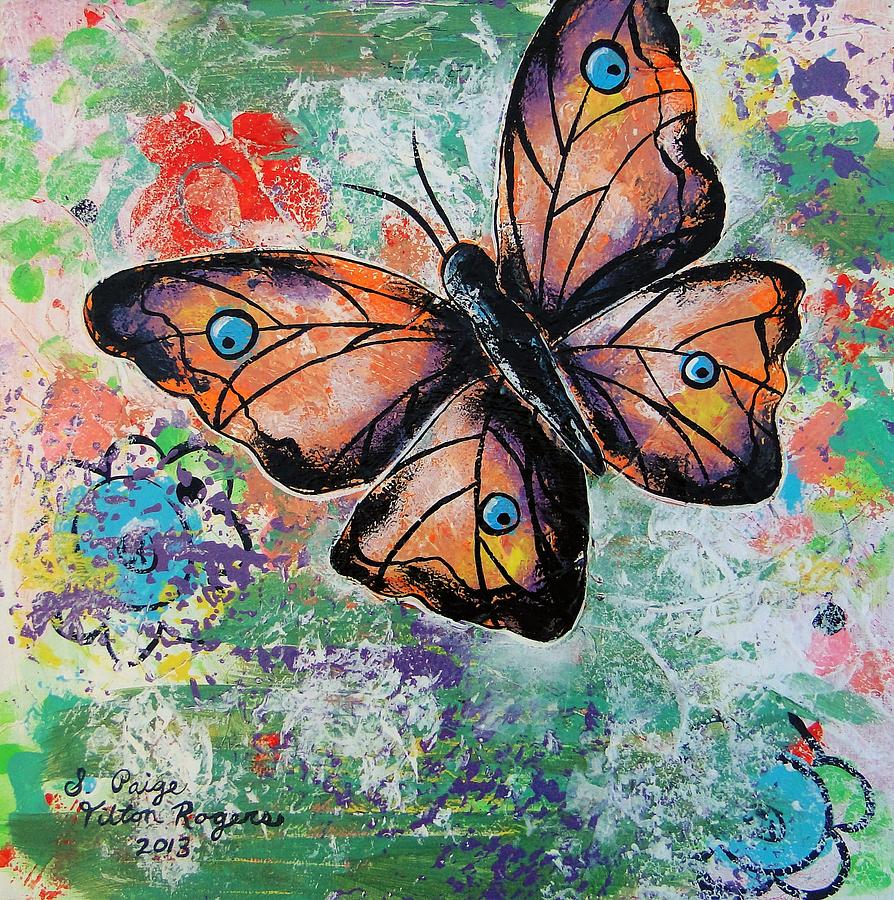 Butterfly In Garden No. 2 Painting by Paige Rogers