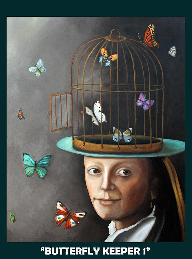 Butterfly Keeper with Lettering Painting by Leah Saulnier The Painting Maniac