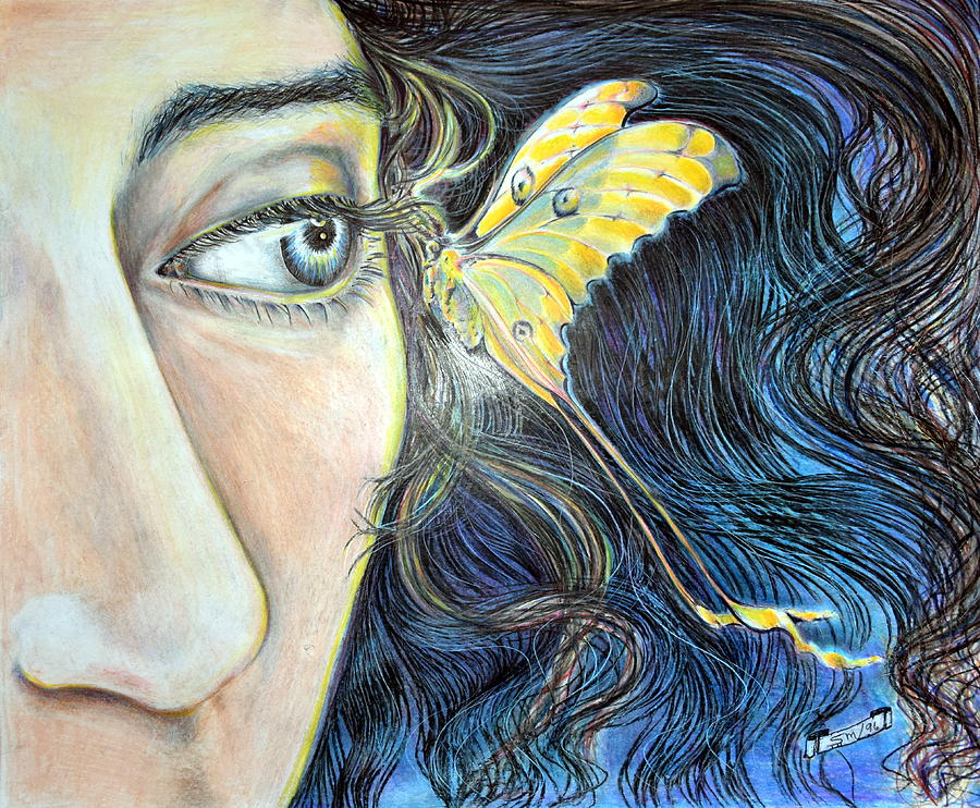 Butterfly Kiss Drawing by Susan Moore