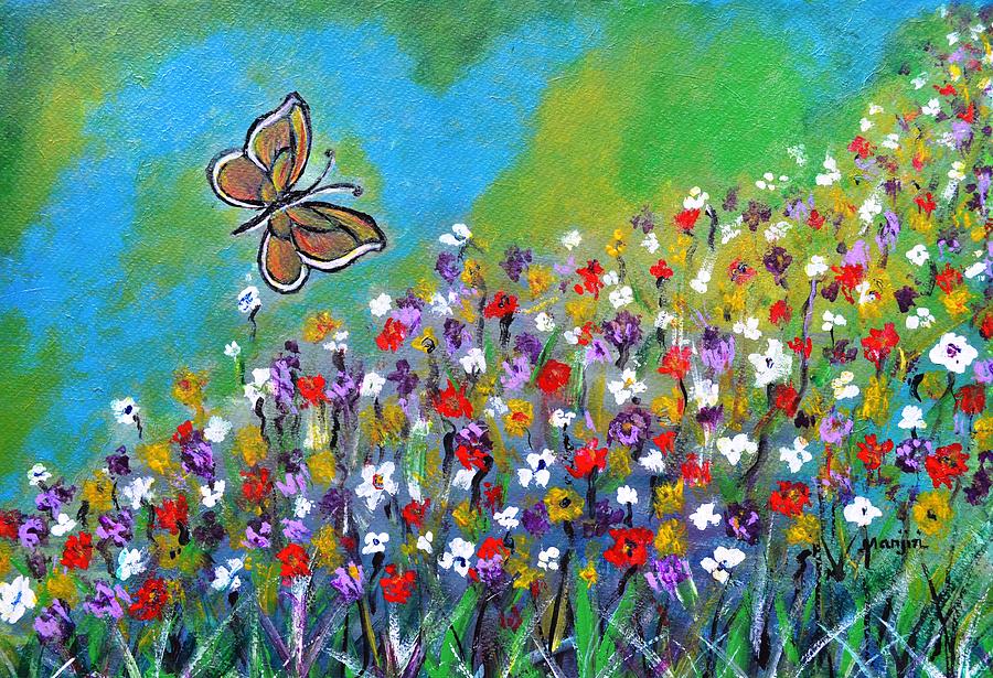 Butterfly Meadow Painting by Manjiri Kanvinde