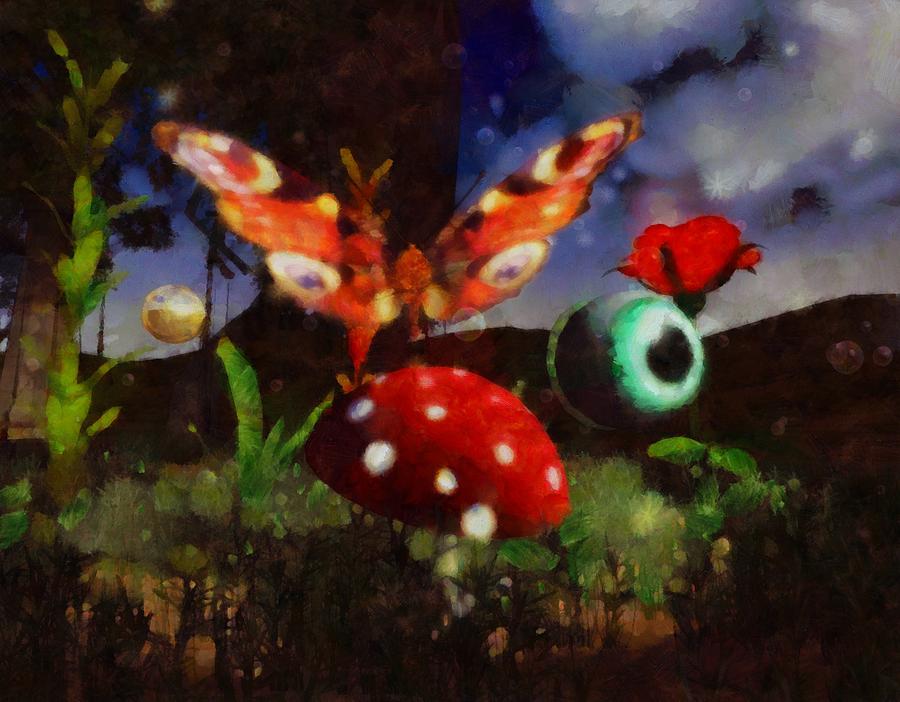 Fantasy Painting - Butterfly Mushroom by Esoterica Art Agency